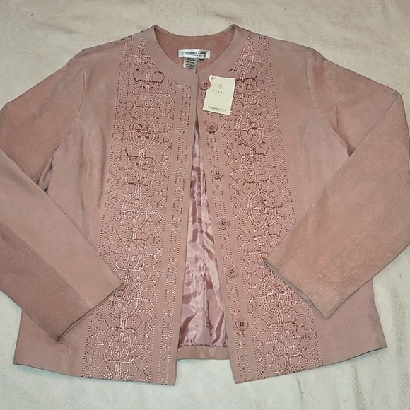 Coldwater Creek jacket blazer pink suede 100% leather sz 12P